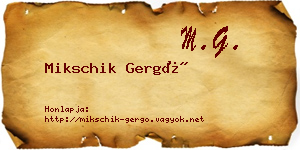 Mikschik Gergő névjegykártya